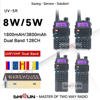 4ШТ Baofeng UV-5R 5 Вт и 8 Вт 1800 мАч и 3800 мАч Портативная Рация Радио УКВ Двухдиапазонный UV5R Двухстороннее Радио для Охоты Радиолюбители