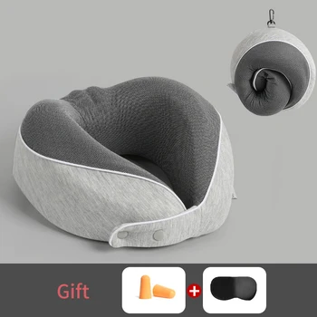 Дорожная подушка Подушка для шеи из пены с эффектом памяти с 3D контурной маской для глаз, удобная дышащая подушка для хранения в самолете / подарочная коробка