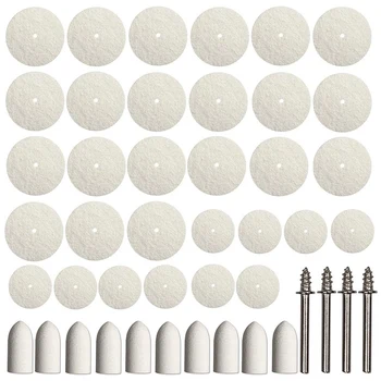 64шт Войлочный полировальный круг для полировки шлифовальных кругов для вращающихся инструментов Смешанный набор для пластиковых стеклянных металлических украшений