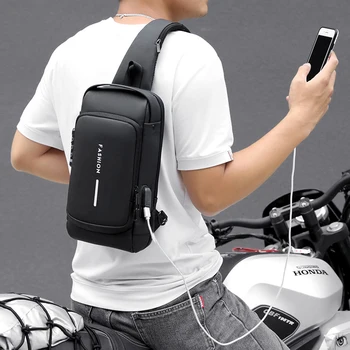 Противоугонная мужская водонепроницаемая Оксфордская сумка через плечо с USB, многофункциональная сумка-слинг, короткая сумка-мессенджер для путешествий, нагрудная сумка для мужчин