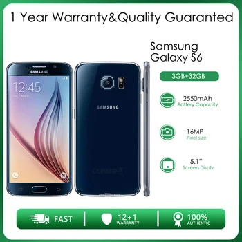 Оригинальный Samsung Galaxy S6 G920F G920A G920T G920V 3 ГБ оперативной ПАМЯТИ 32 ГБ ПЗУ 16 Мп 5,1 Дюймовый Экран Батарея 2550 мАч Разблокированный Мобильный Телефон