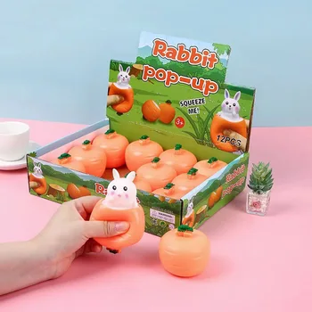Игрушки-кролики, силиконовая стрейч-игрушка для снятия стресса, Забавные игрушки в форме пасхальной морковки, игрушки в форме кролика, Декомпрессионные Мягкие подарки на Пасху