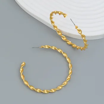 Преувеличенные серьги-кольца с большим витым кругом для женщин, простые украшения для ушей с круглой петлей, Brincos