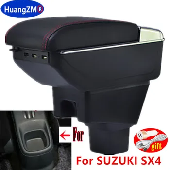 Подлокотник Для Suzuki Sx4 2006-2018 Центральная Консоль Ящик Для Хранения Подлокотник Поворотный со светодиодом USB 2007 2008 2009 2010 2011 2012