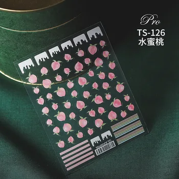 TS126 Персиковые наклейки для ногтей Летние Фруктовые Самоклеящиеся слайдеры, наклейки для дизайна ногтей, украшения для маникюра