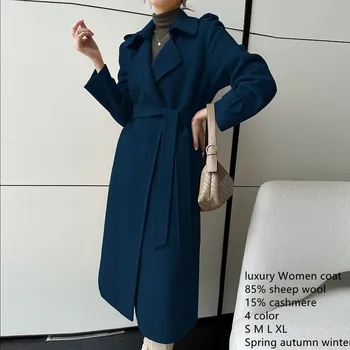 Naizaiga top qunlity luxury breand длинное Женское зимнее пальто с двойными бортами для молодых девушек, модное шерстяное кашемировое смешивание смесей FM5