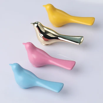 Современная креативная мультяшная Цветная птица Дельфин, детская ручка, Золотой, синий, Розовый, Желтый, ручка для выдвижного ящика, ручка для шкафа, настенный крючок для шкафа