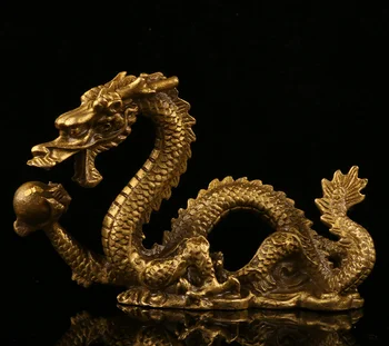 Китайский народный Фэн-шуй Статуя Дракона из чистой меди и латуни зодиакального года