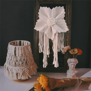 Цветок Макраме, висящий на стене, Богемный гобелен, домашний декор из хлопка Макраме, Букет невесты