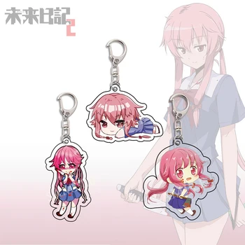 Акриловый брелок для ключей Yuno Gasai Future Diary, аниме Mirai Nikki, Косплей, брелок для ключей, сумка-шарм, аксессуар, Коллекция поклонников