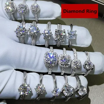 51 Стиль Лабораторное кольцо с бриллиантом Promise из стерлингового серебра 925 пробы, Обручальное кольцо, кольца для женщин, мужчин, ювелирные изделия для вечеринок с драгоценными камнями, подарок