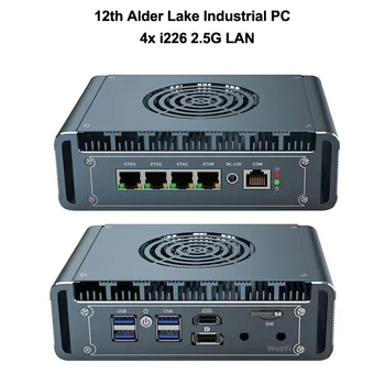Безвентиляторный мини-ПК Alder Lake Intel Core i7 1265U i5-1235U Pentium Gold 8505 4x Intel i226V 2.5G LAN DDR4 pfSense Брандмауэр Маршрутизатор