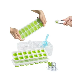 Квадратный силиконовый лоток для льда с 14 ячейками и крышкой, форма для кубиков льда с мягким дном, сделай сам