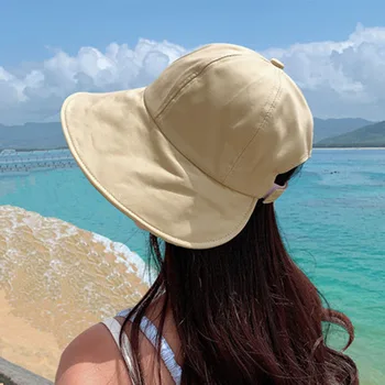 Летние шляпы с конским хвостом, женская пляжная панама, весенние регулируемые Уличные Пляжные солнцезащитные шляпы, Складные Панамы 여름모자 여성용 햇빛 차단용 모자