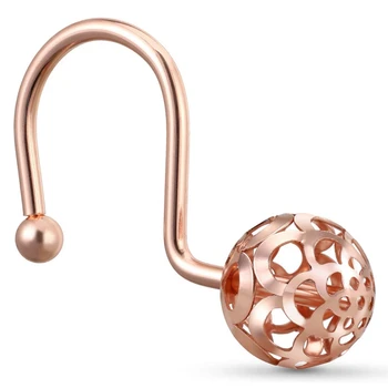 Кольца для крючков для занавески для душа из розового золота, набор из 24 декоративных крючков для занавески для душа, металлические нержавеющие кольца для душа для ванной комнаты