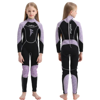 Гидрокостюм из неопрена 3,5 мм для девочек с флисовыми подкладками с длинным рукавом, детский костюм для серфинга и дайвинга, сохраняющий тепло, Купальник для фридайвинга для мальчиков