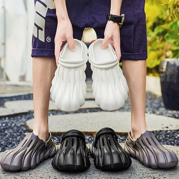 Пляжные сандалии унисекс, женские мужские садовые туфли из ЭВА, дизайнерские тапочки с дырками, кроссовки, водонепроницаемая обувь, нескользящая поролоновая дорожка