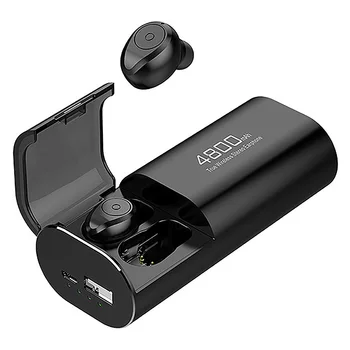 RISE-беспроводные наушники Bluetooth 5.0 с зарядным чехлом емкостью 4800 мАч [в качестве блока питания] с микрофоном, кабелем USB Type C, стереонаушниками TWS Ea