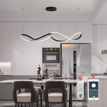 Современный светодиодный подвесной светильник, светодиодная люстра для столовой, подвесной светильник для гостиной, L95cm, подвесной светильник для спальни Alexa / Приложение / Remote lustre