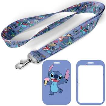 D1154 Disney Lilo Stitch Ремешок Для Ключей Цепочка Обложка Кредитной Карты Пропуск Брелки Для Мобильного Телефона Держатель Идентификационного Значка Аксессуары Для Ключей