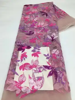 Изысканная 3D Ткань С Блестками И Красочной Вышивкой Блестками Французская Сетчатая Кружевная Ткань С Блестками Nigeria Fabirc Для Свадебных Вечерних Платьев