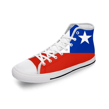 Флаг Чили, Чили Патриотическая крутая белая ткань, модная парусиновая обувь с высоким берцем с 3D-принтом, мужские и женские легкие дышащие кроссовки